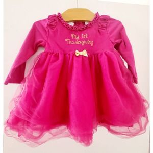Pink My 1st Thanksgiving tulle dress